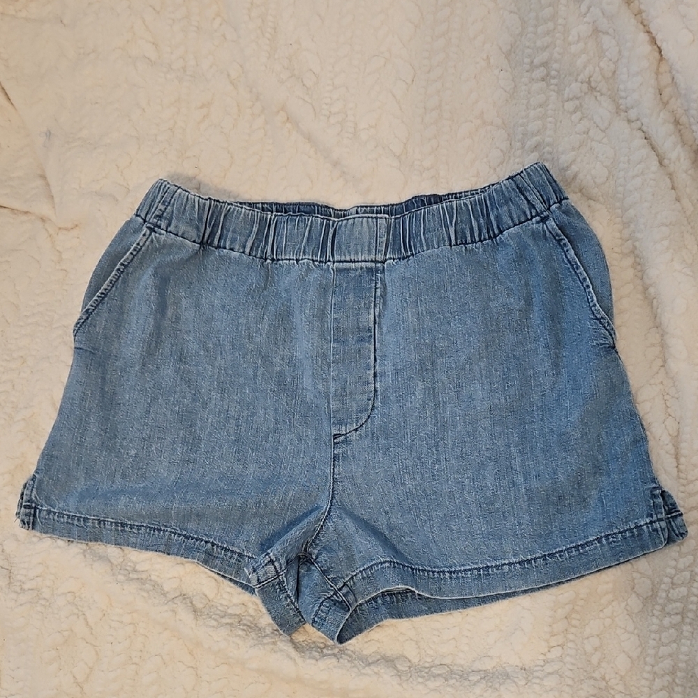 Madewell Light Blue Denim Elastic-Waist Shorts
